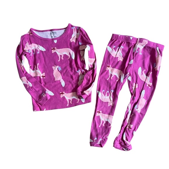 🌼 5/$25 Carters 3T toddler two piece long sleeve pants pyjamas 100% cotton pink - Picture 1 of 5